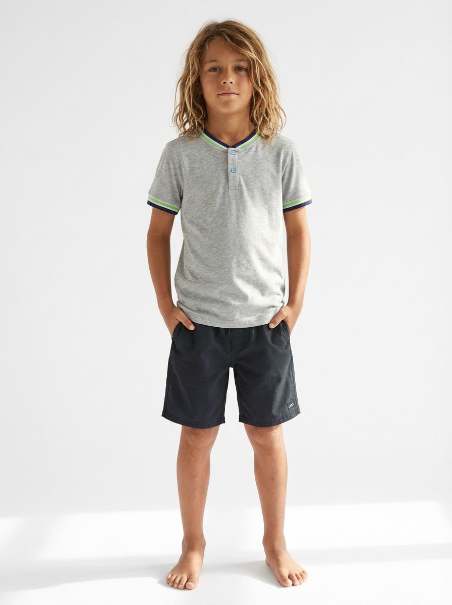 100% Cotton Basic Tipped HenleyTOPSRockets of Awesome