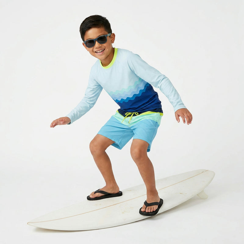 Kids Wavy Rashguard: Sun-Protected Surf Gear