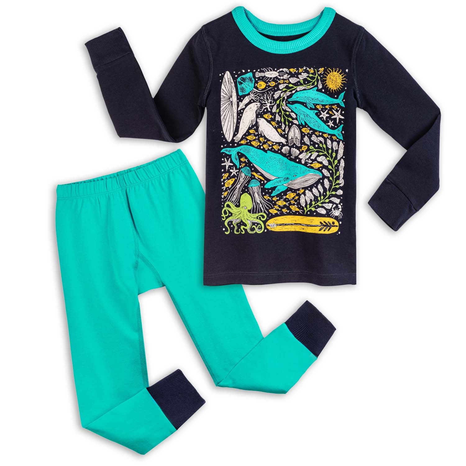 100% Organic Cotton Long Sleeve Pajamas for Kids: Artist Designed Prints1CJ001 - UNISEX_100% Cotton PajamasRockets of Awesome