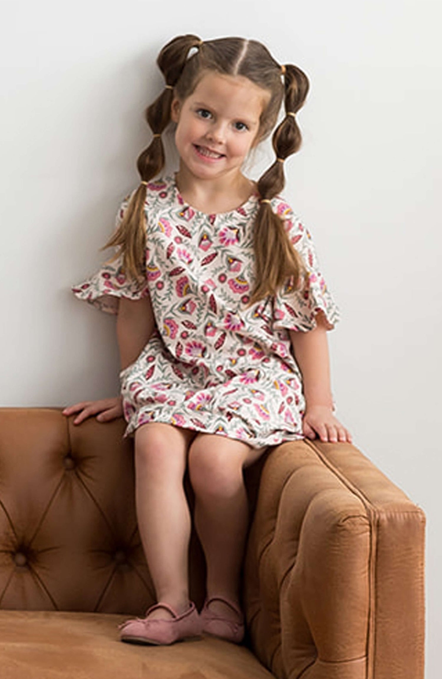 Kids Organic Cotton Cascade Dress: Folk Floral