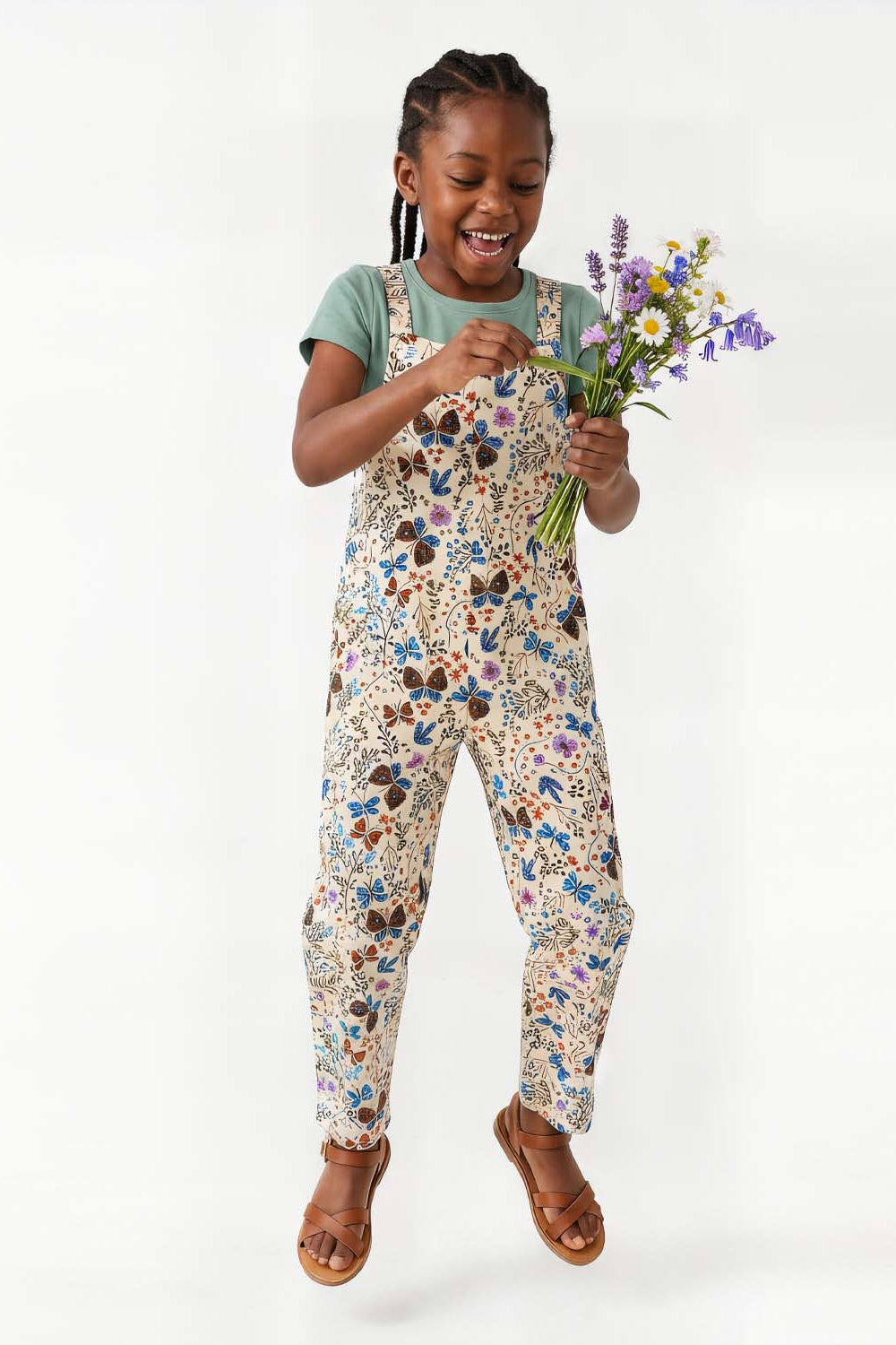 Organic Cotton Stretch Kids Jumpsuit: Botanical Floral