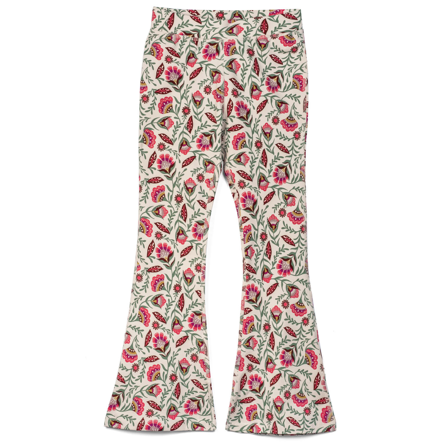 Kids Leggings: Organic Cotton Flared Yoga Pants: Folk Floral1LF001_Flared Leggings SingleRockets of Awesome