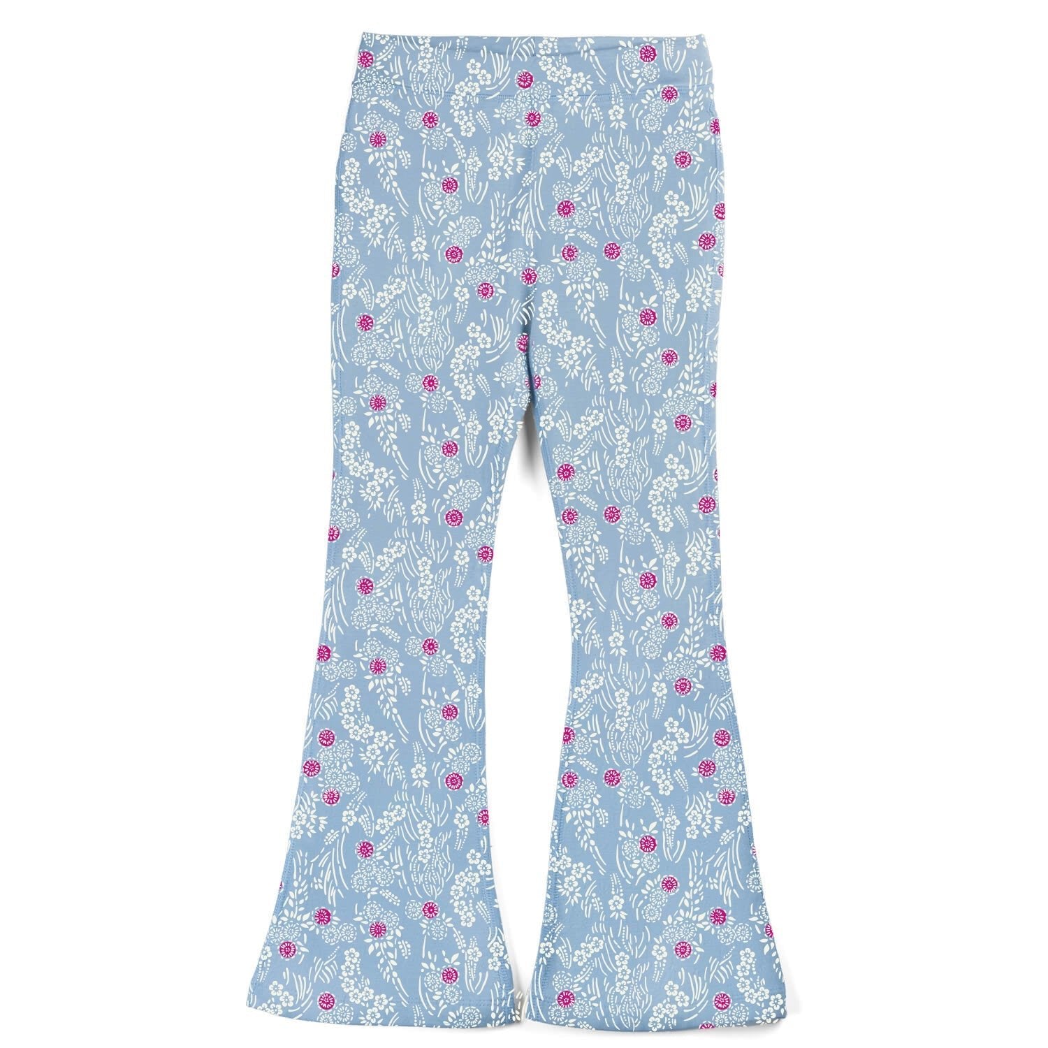 Kids Leggings: Organic Cotton Flared Yoga Pants: Cherry Blossom1LF001_Flared Leggings SingleRockets of Awesome