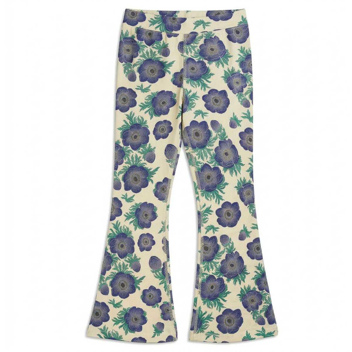 Kids Leggings: Organic Cotton Flared Yoga Pants: Purple Poppies1LF001_Flared Leggings SingleRockets of Awesome