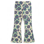 Kids Leggings: Organic Cotton Flared Yoga Pants: Purple Poppies1LF001_Flared Leggings SingleRockets of Awesome