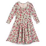 Kids Organic Cotton 3/4 Sleeve Twirl Dress: Folk FloralPO41LK001 - PARENT_3/4 Sleeve Skater Dress 1 - packRockets of Awesome