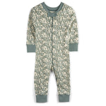 Baby pajama with green snakes on a white background