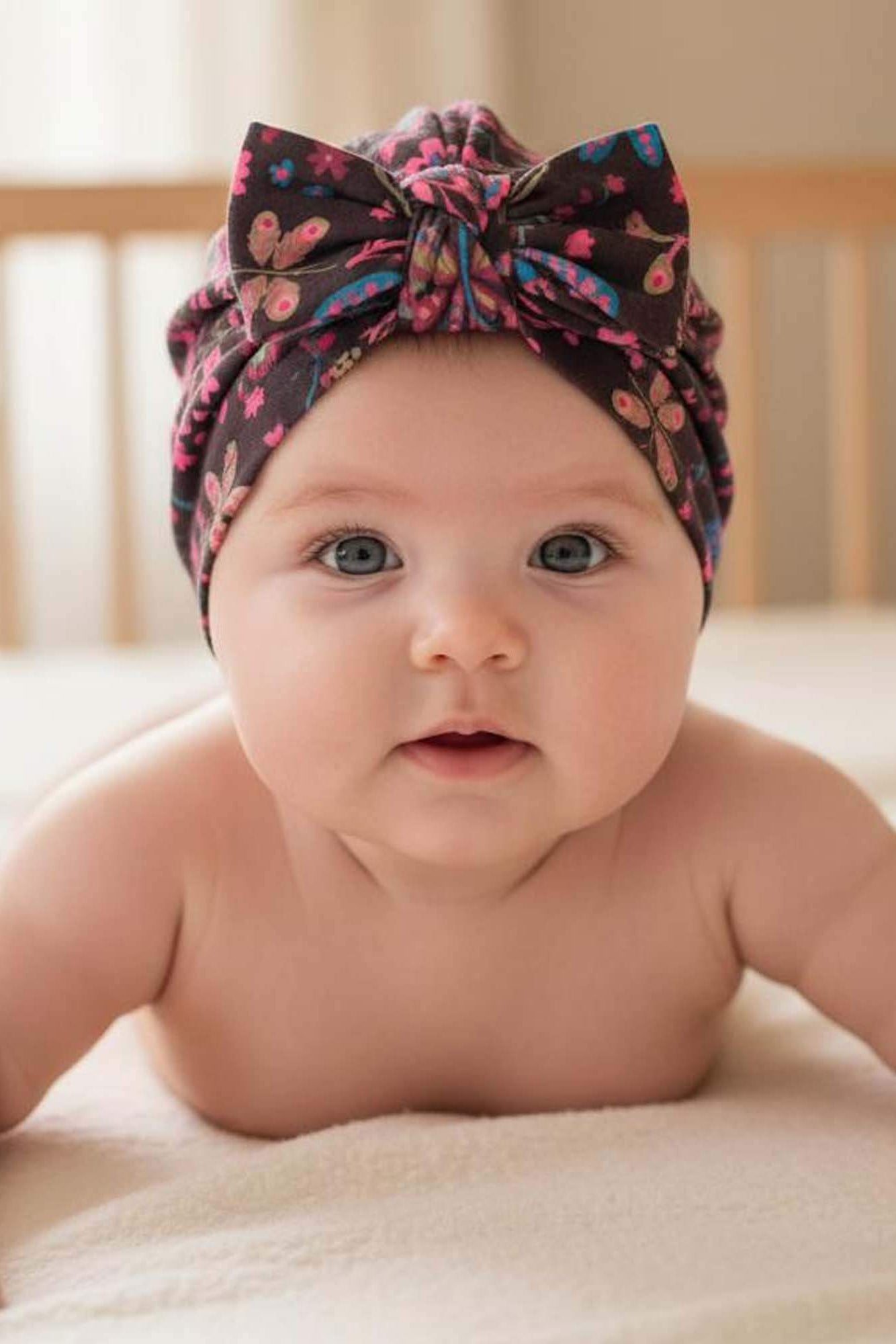 Organic Cotton Baby Bow Turban: Flower Child1TB001_Baby TurbanRockets of Awesome