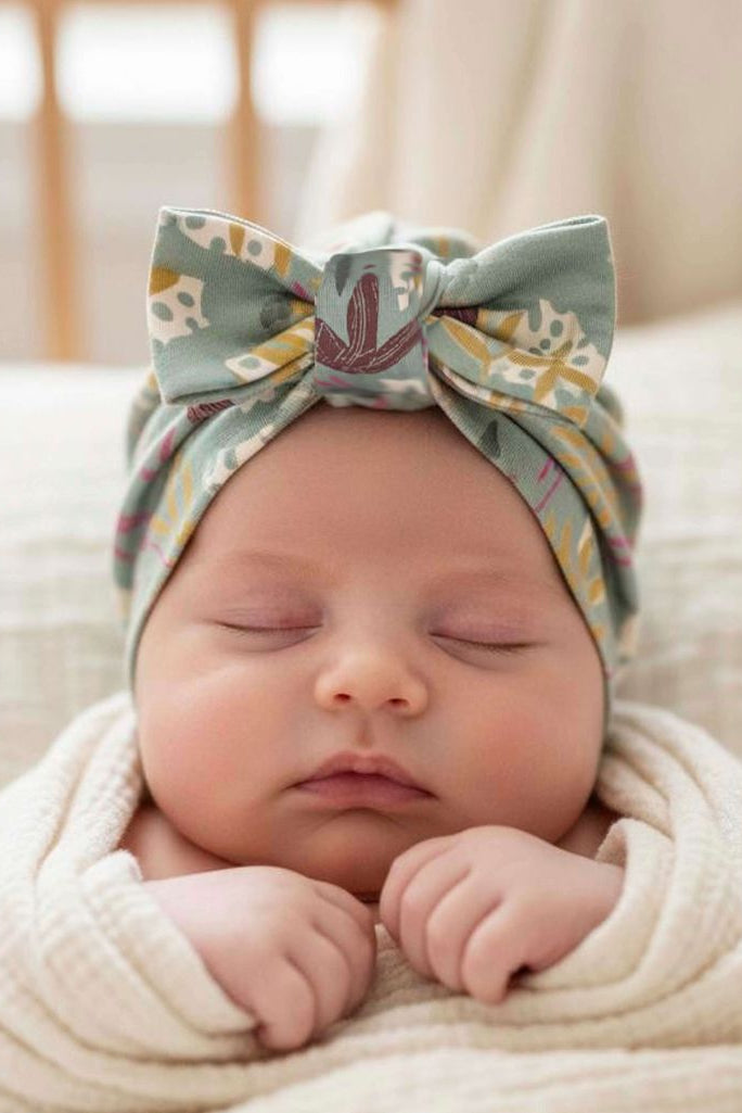 Organic Cotton Baby Bow Turban: Whimsy
