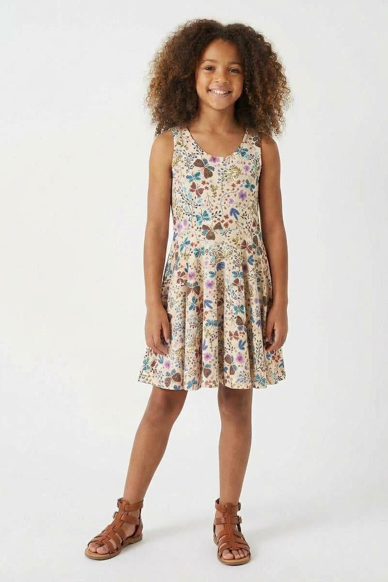 Girls Organic Cotton Sleeveless Twirl Dress: Botanical FloralDRESSES/ROMPERSRockets of Awesome