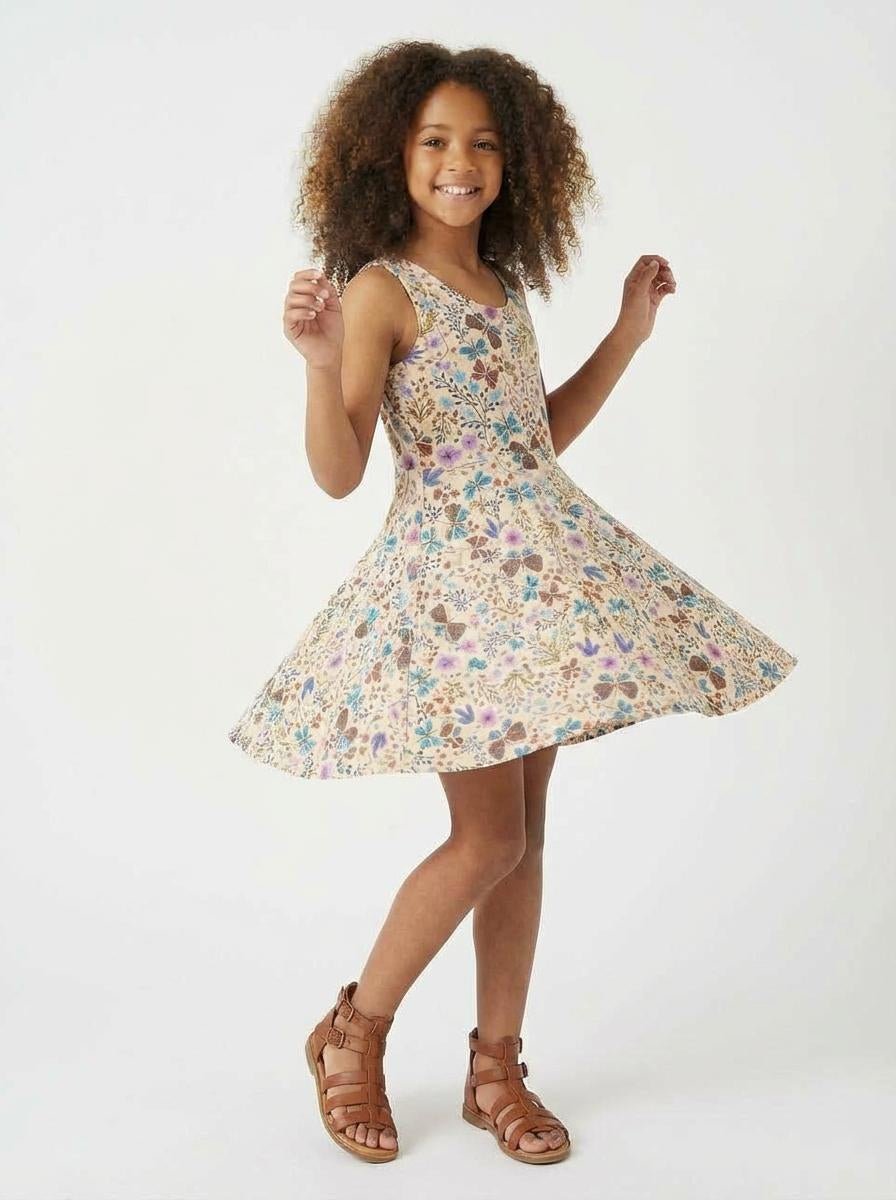 Girls Organic Cotton Sleeveless Twirl Dress: Botanical FloralDRESSES/ROMPERSRockets of Awesome
