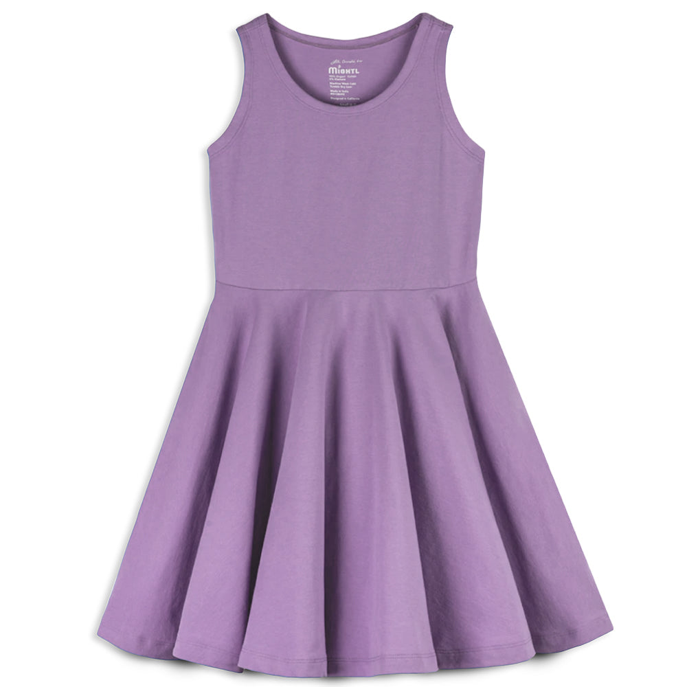 Girls lavender twirl dress on white background