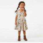 Girls Organic Cotton Short Sleeve Twirl Dress: Botanical FloralPO41LK001 - PARENT_3/4 Sleeve Skater Dress 1 - packRockets of Awesome