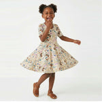 Girls Organic Cotton Short Sleeve Twirl Dress: Botanical FloralPO41LK001 - PARENT_3/4 Sleeve Skater Dress 1 - packRockets of Awesome