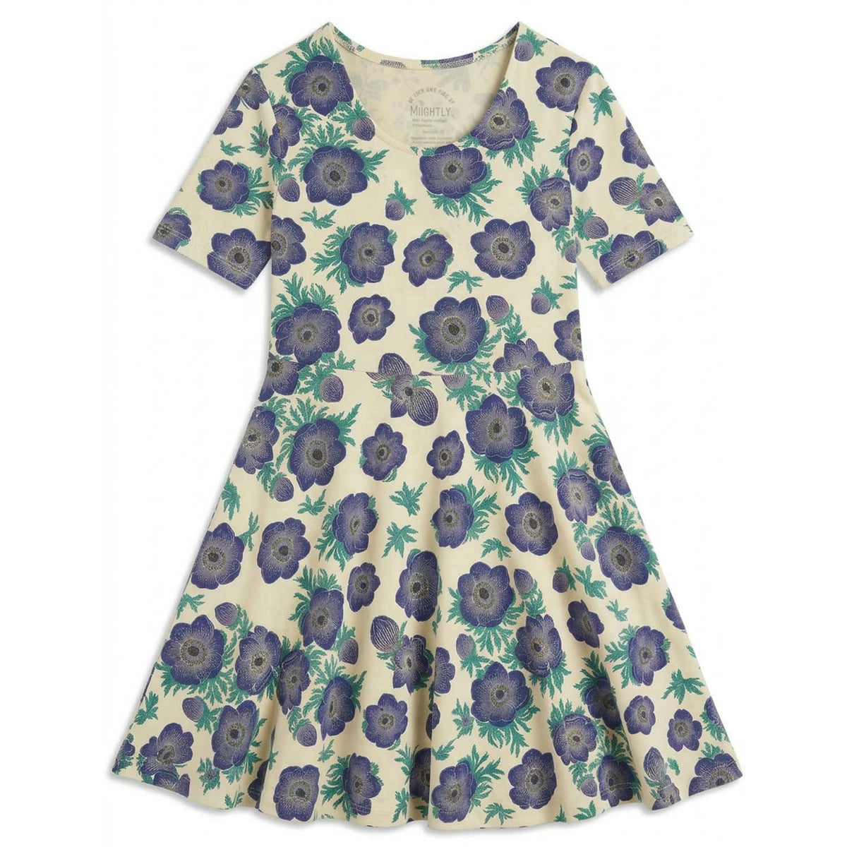 Girls Organic Cotton Short Sleeve Twirl Dress: Purple PoppiesPO41LK001 - PARENT_3/4 Sleeve Skater Dress 1 - packRockets of Awesome