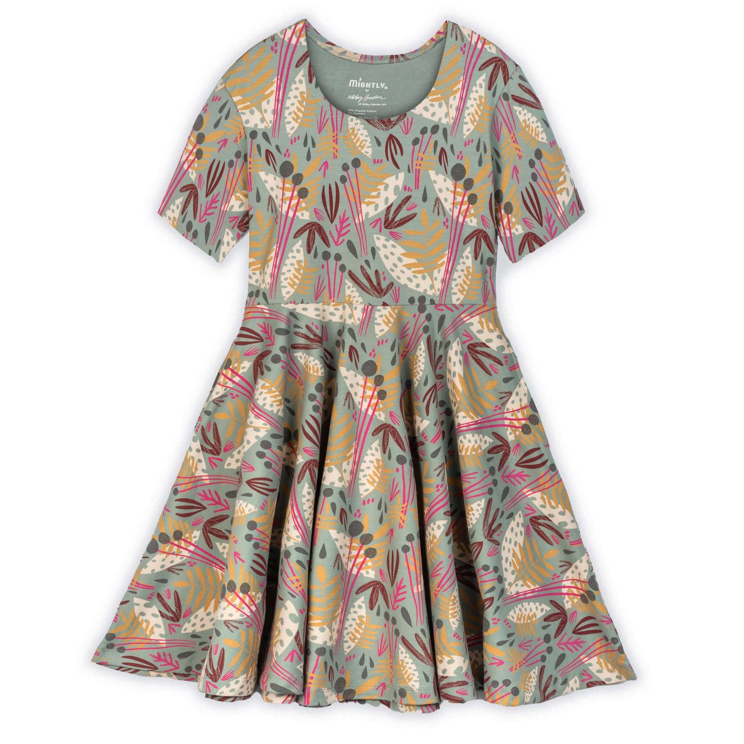 Mightly Girls Short Sleeve Twirl Dress: Whimsy Print1WC001Rockets of Awesome