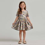 Mightly Girls Short Sleeve Twirl Dress: Whimsy Print1WC001Rockets of Awesome