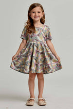 Kids Organic Cotton Short Sleeve Twirl Dress: WhimsyPO41LK001 - PARENT_3/4 Sleeve Skater Dress 1 - packRockets of Awesome