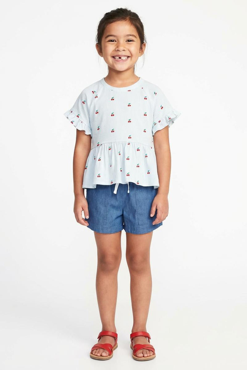 Cherry Striped Poplin Top