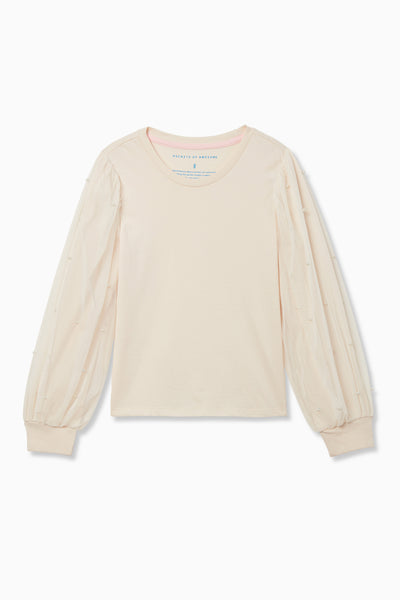 Pearl Tulle Sleeve Top