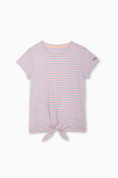 Stripe Front Tie Tee