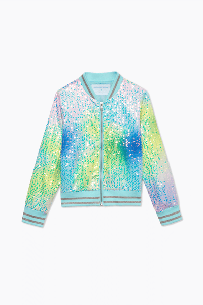 Rainbow Sequin Bomber