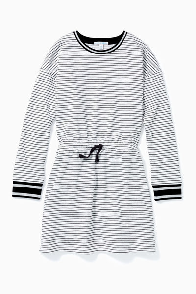 Stripe Drawstring Sweatshirt Dress