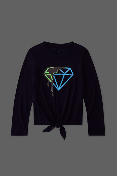 Glow-In-The-Dark Diamond Tie-Front Tee