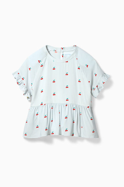 Cherry Striped Poplin Top